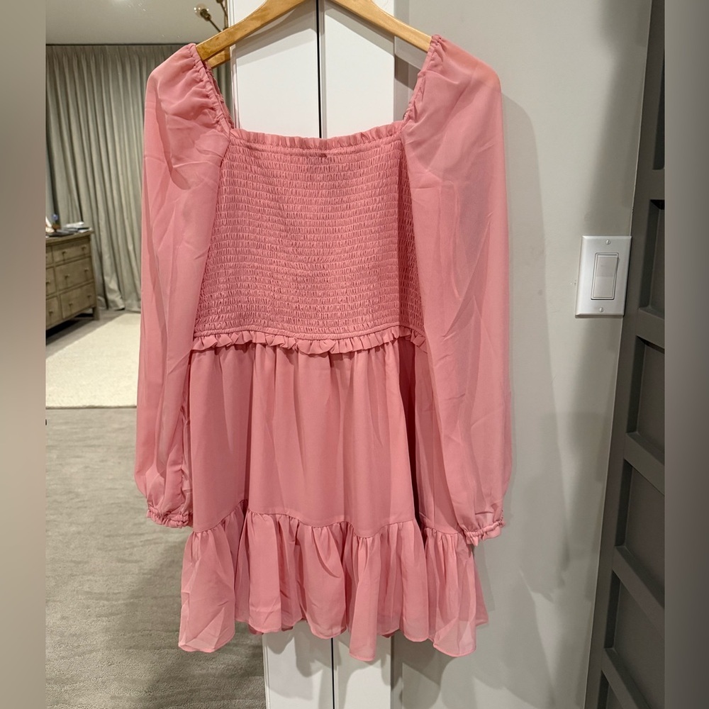 1.State Blush Pink Dress Shirred Bodice Size Large NWT